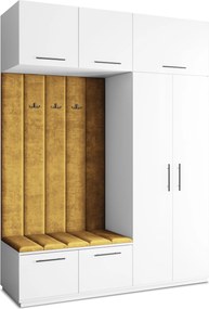 Masseno Garderoba REMA 180/240/60 cm Nowoczesna Szafa do Przedpokoju Biała, MONOLITH 48 (Żółty)