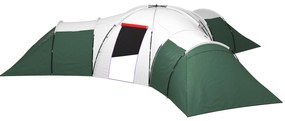 Outsunny Namiot Kempingowy dla 6-9 Osób, 4 Pomieszczenia, Wodoodporny, Przednamiot, 615x615x225cm, Zielony