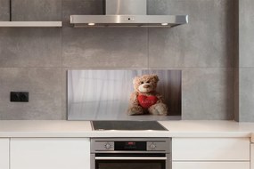 Szklany Panel Pluszowy Miś z Sercem