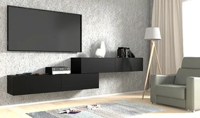 Czarna wisząca długa szafka rtv 160 cm E5-T55