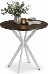 Okrągły orzechowy stolik na białej nodze 60cm Kaxi 4XF7-C38