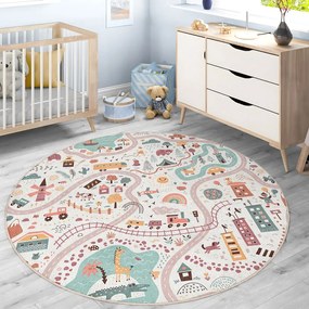 Dziecięcy dywan do zabawy odpowiedni do prania ø100 cm Furry World – Mila Home