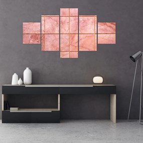 Obraz - Różowe, marmurkowe płytki (125x70 cm)
