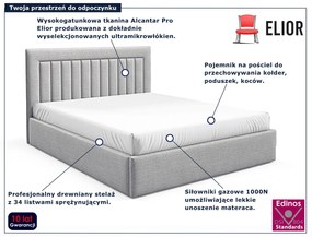 Jasnoszare łóżko tapicerowane z zagłówkiem 3 rozmiary D6-S94