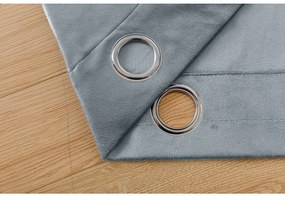 Zasłona zaciemniająca VELVET szaro-niebieska 140x250 cm (2 szt.), kółka metalowe