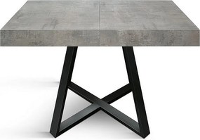 Drewniany stół, cementowo-szary, antracytowa podstawa, długość 95x90-145x90cm - FORTE DEI MARMI