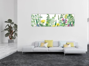 Obraz - Malowane kwiaty łąkowe (170x50 cm)