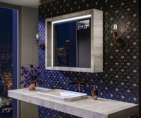 Lustro łazienkowe LED z ramą WoodenFrame w kolorze Dąb Oslo