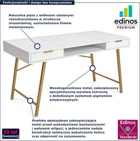 Nowoczesne biurko komputerowe 120 cm biały + złoty F3-L33