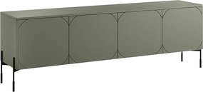 Szafka RTV Sonatia 200 cm czterodrzwiowa na metalowych nogach - oliwka