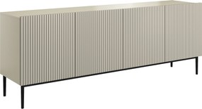 Komoda Nicole 200 cm czterodrzwiowa z ryflowanym frontem - kaszmir / czarne nóżki