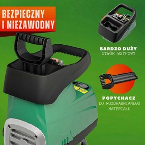 Rozdrabniacz do gałęzi DIOX+2x worek 60l, 3100W czarny/zielony Gardebruk