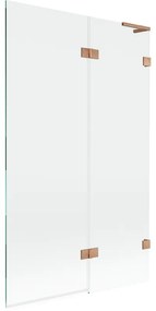 Mexen Lunar L parawan nawannowy 2-skrzydłowy prawy 110 x 150 cm, transparent, miedź szczotkowana - 897L-110-100-65-00-P