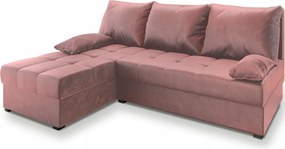 Promocja Różowa rozkładana sofa narożna ZENA, dwustronna druga jakość