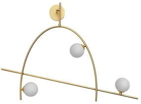 Lampa ścienna Freedom, kolor złoty, lampa LED, trzy białe klosze, kinkiet