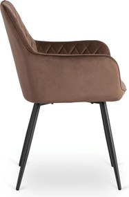 Krzesło Tapicerowane do Jadalni BRESSO Brązowe Welurowe Nowoczesne Loft