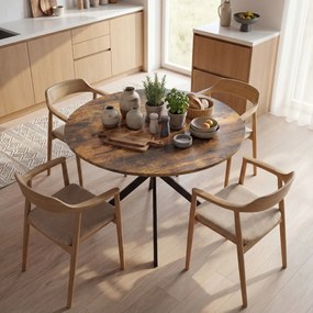 HOMCOM Okrągły stół jadalniany dla 4 osób, stół kuchenny w stylu industrialnym ze stalowymi nogami, do jadalni, kuchni, Rustykalny-Brąz | Aosom PL