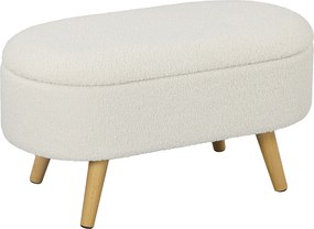 HOMCOM Ławka z Pokrywą i Miejscem na Przechowywanie, Podnóżek do Korytarza, Salonu, Sypialni, Drewno, Obicie z Tkaniny, Biały