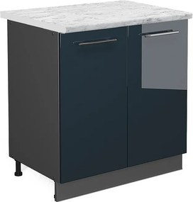 Szafka pod zlew ciemnoniebieski wysoki połysk 80x60x82 fame-line