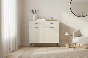 Komoda dwudrzwiowa Sentia 105 z dwoma szufladami - kaszmir / czarny