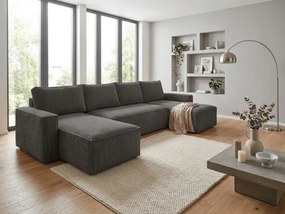 PROMOCJA Ciemnoszary narożnik w kształcie litery U SMART COSARO 295x140 cm II. jakość