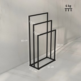 HOMCOM Stojak na ręczniki stojący z 3 drążkami, drabinka ze stali 45 x 21,5 x 85 cm