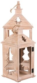 Zestaw latarni drewnianych Choinka, 2 szt., naturalny