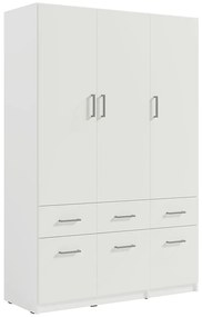Szafa 3-drzwiowa z 6 szufladami - szer. 136 cm - Biały - BELOMY