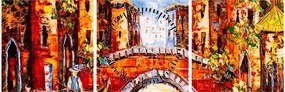 Obraz - Obraz olejny przedstawiający miasto III. (z zegarem) (90x30 cm)