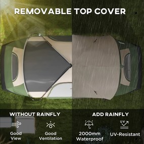 Namiot kempingowy Outsunny, 2 pokoje, ścianka działowa, dla 6 osób, z ochroną przeciwdeszczową, ciemnozielony