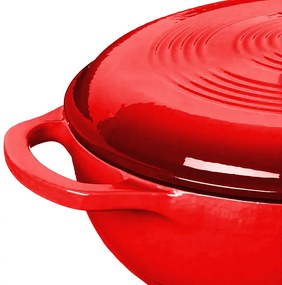 Żeliwny emaliowany garnek z pokrywką 5,7 L, czerwony