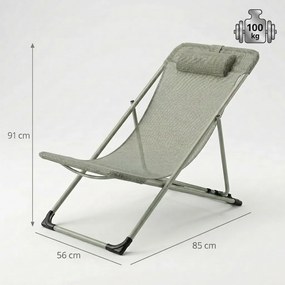 Leżak plażowy składany Santorini z regulacją oparcia, zielony