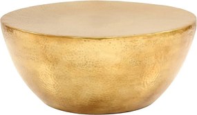 Stolik kawowy z aluminium młotkowanego 70x30 cm Mosiądz Design Młotkowany i Wytrzymały