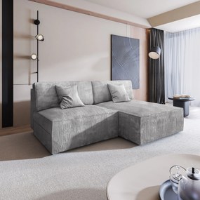 Masseno Narożnik FIORO z funkcją spania i pojemnikiem na pościel Narozniki L, Rozkładana sofa - Jasnoszary, POSO 55
