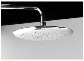 Zestaw prysznicowy z mosiądzu w kolorze srebra z połyskiem z baterią z termostatem, deszczownicą i słuchawką prysznicową 131 cm Solaris – Sapho