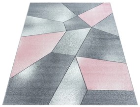 Dywan nowoczesny Beta wielokąty różowo-szary 200 cm x 290 cm