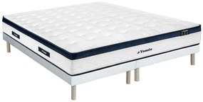 Zestaw 180 x 200 cm: łóżko tapicerowane + materac sprężynowy kieszeniowy 5-strefowy, pokrowiec chłodzący, grubość 28 cm – KOROVOU by YSMÉE