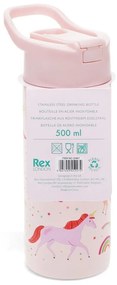 Jasnoróżowa butelka dla dzieci ze stali nierdzewnej 500 ml Unicorn – Rex London