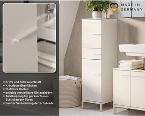 Kremowa wysoka/wąska szafka łazienkowa z matowym wykończeniem 34x123 cm Laurino – Germania