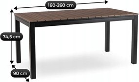 Zestaw mebli ogrodowych dla 8 osób Castello 76 z rozkładanym stołem 160-260 cm, orzech/czarny