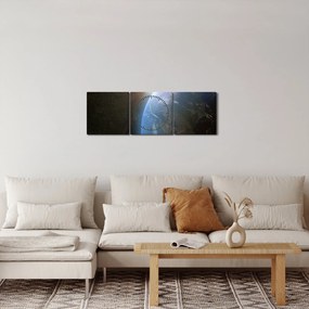 Obraz Ziemi z kosmosu (z zegarem) (90x30 cm)