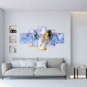 Obraz biegnących koni, obraz olejny (125x70 cm)
