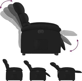 Elektryczny fotel relaksacyjny w kolorze czarnym z tkaniny z funkcją podnoszenia i elektrycznego odchylenia