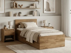 Łóżko SOFIA 90 x 200 cm, dąb artisan Stelaż: Ze stelażem listwowym rolowanym, Materac: Materac Coco Maxi 20 cm