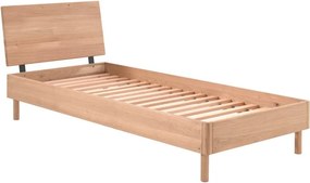 Łóżko jednoosobowe z litego drewna dębowego ze stelażem 90x200 cm w naturalnym kolorze Forrest – Vipack