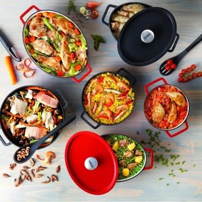 Pyrex Żeliwny garnek z pokrywką 6 l, 33 x 25 cm,czerwony, 6 l