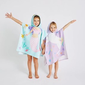 Fioletowe bawełniane ponczo dziecięce Unicorn – Catherine Lansfield