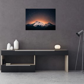 Obraz na szkle - nocne niebo z górą (70x50 cm)