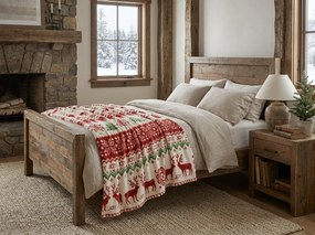 Biały świąteczny koc z mikropluszu CHRISTMAS JOY Rozmiar: 200 x 220 cm