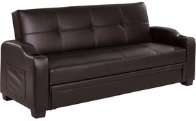 Kanapa rozkładana z ekoskóry MIRELLA - kolor brązowy